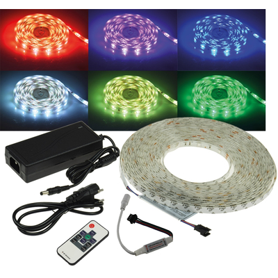 RGB LED Streifen Set 150 LEDs 5m mit Controller, Netzteil und Infrarot Fernbedienung - RGB-500 Magic