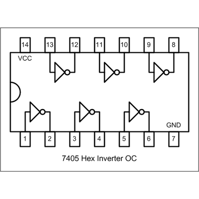 7405 hex inverter with open collector outputs
