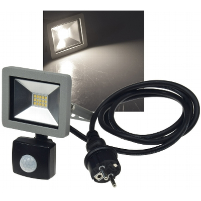 LED-Fluter 10W mit Bewegungsmelder neutralwei 4200K SlimLine IP44 - CTF-SLT10 PIR