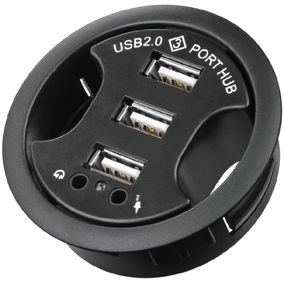 USB Hub 3-fach + Audio fr Schreibtisch-Einbau 60mm 