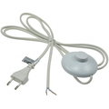 Power cable 2m with foot switch bare ends white