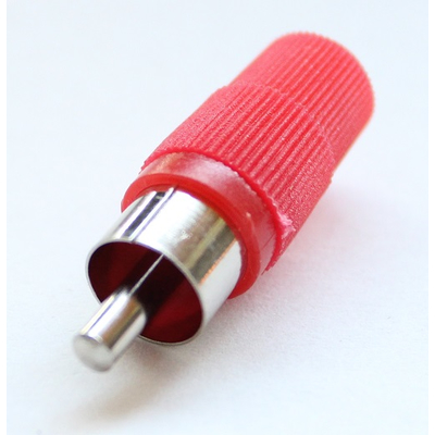 RCA plug solder joint plastic case red