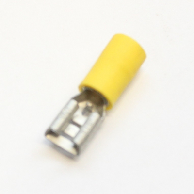Flachstecker gelb 6.35mm fr 4 - 6mm  Kabel