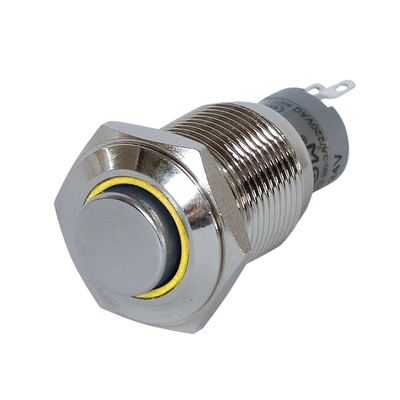 Vollmetallschalter 16mm 1 x um mit LED Ringbeleuchtung gelb IP40