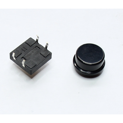 Mikrotaster TACT mit schwarzen Knopf  1x(ein) 0,05A/12VDC PCB