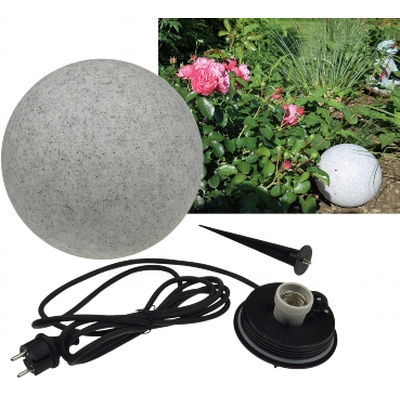    Garden granite ball light 28cm E27 with 1,5m cable and earthmover; IP44 - Granite-28 