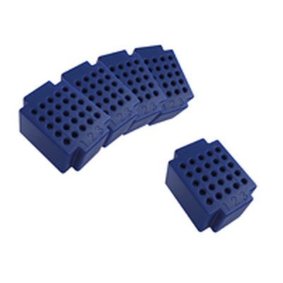 5 Micro-Laborsteckboards mit je 25 Kontakten blau