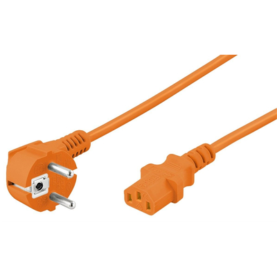Kaltgerte Anschlusskabel mit abgewinkelten Schukostecker 3 x 0,75  1,5 m orange