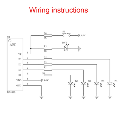 433MHz Receiver 4 Channel 3.3-5VDC