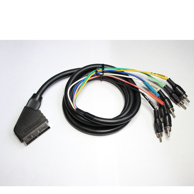 Scart Stecker > 6 Cinch Stecker  1,5m