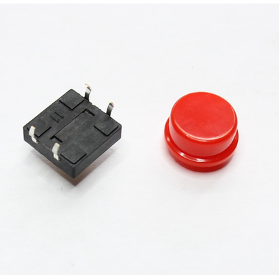 Mikrotaster TACT aus/(ein) 12 x 12mm Taste rot THT