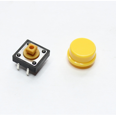 Micro button TACT with yellow button 1x(on) 0.05A/12VDC PCB