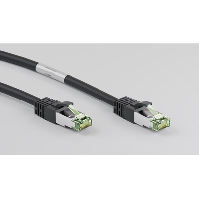 CAT 8.1 network cable 0,25m S/FTP (PiMF) black LSZH halogen-free CU material
