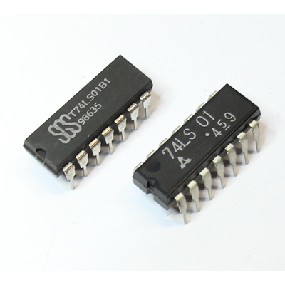   74LS01 quad 2-input NAND gate with open collector outputs