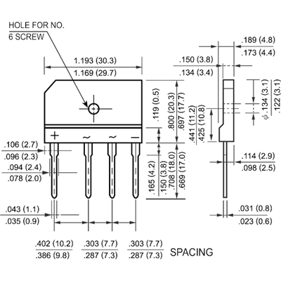 Bridge rectifier  400V 6A - KBK6D