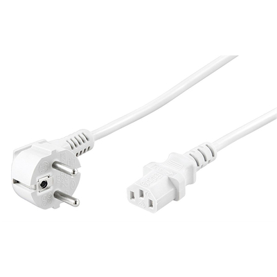             IEC connection cable with angled Schuko plug 3 x 0,75  2,5 m white