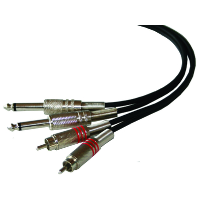 2 x Klinke 6,3 mm Stecker / 2 x Cinchstecker 5 m