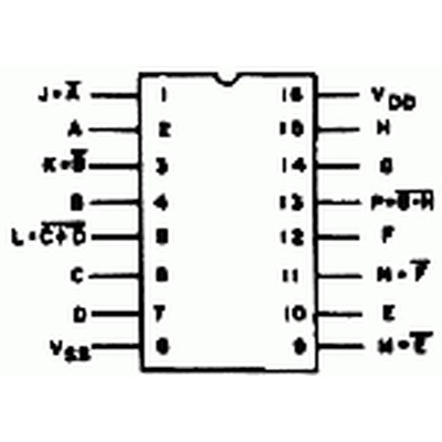 CD 4572 / MC 14572CP 4 Inverters, one 2-input NOR gate, one 2-input NAND gate