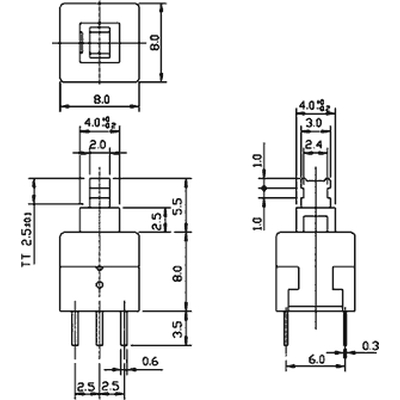 Microswitch TACT 2 x on/on 8 x 8mm