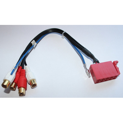 Audioadapter ISO 10 pol. Kupplung / 4 x RCA Buchser + Rem.