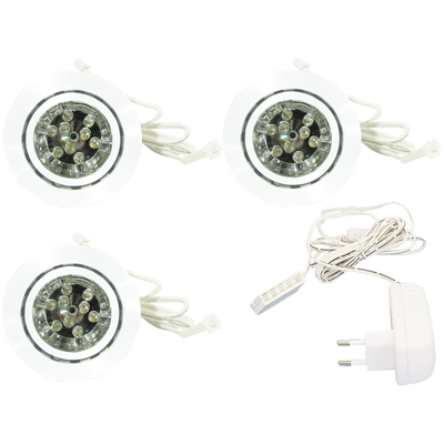 LED-downlight-set, green, set of 3 incl. plug-in power supply - LED DL-70-9-WH-G