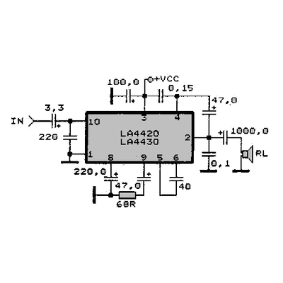 LA4430 Mono Verst�rker 5,5W 4-8ohm 12VDC SIP10F