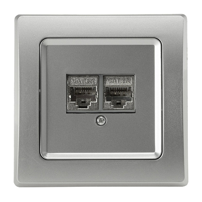 Dual CAT6 Network Socket Flush-Mount silver incl. Frame