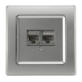 Netzwerk-Dose 2x CAT6 inkl. Rahmen UP silber