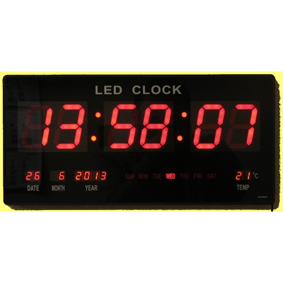 LED clock with red date & temp display