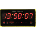 LED Wanduhr mit roter Datum & Temp.-Anzeige