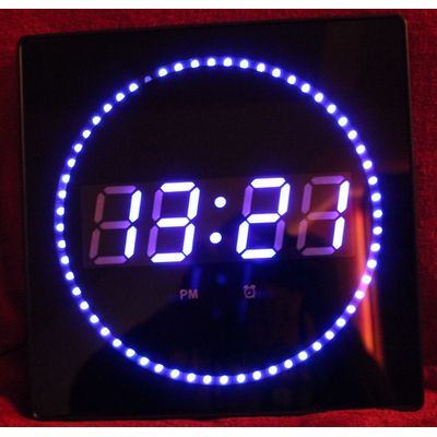 LED clock with blue date & temp display