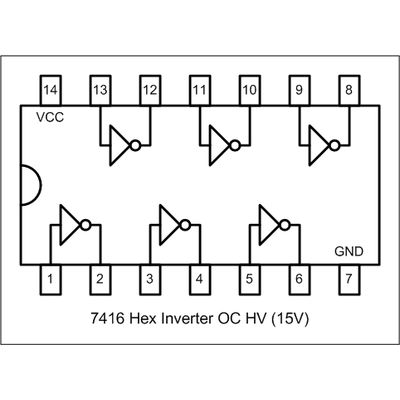 7416 hex inverter buffer/driver with open collector output