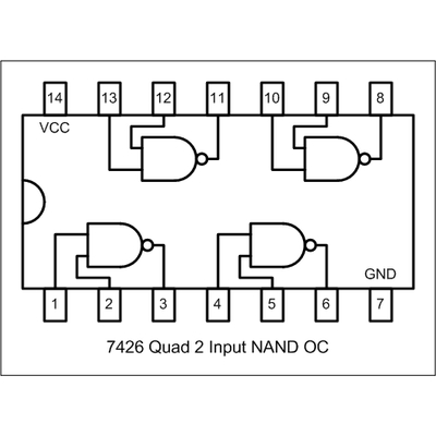 7426 quad 2-input nand with open collector output