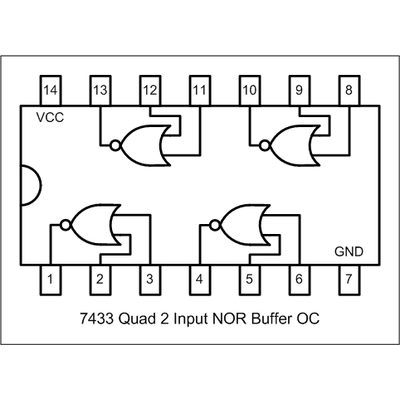 7433 quad 2-input nor with open collector output