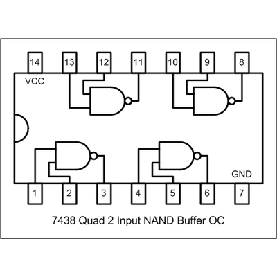 7438 N quad 2-input positive nand buffer with open collector output