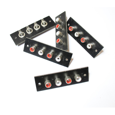 Panel mit 4 Cinch Buchsen 2 x rot 2 x wei (5 Stk.)