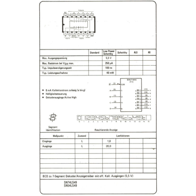 74LS49 BCD to seven segment decoder with open collector output