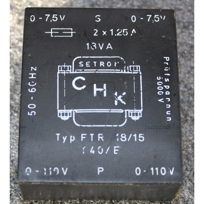           Transformator Prim. 2 x 110V Sec. 2 x 7,5V  9VA