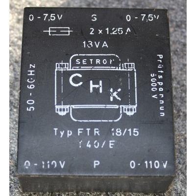 Transformator Prim. 2 x 110V Sec. 2 x  7,5V  /9VA - FTR-1815