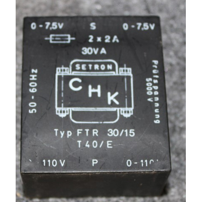 Transformator Prim. 2 x 110V Sec. 2 x  7,5V / 15VA - FTR3015
