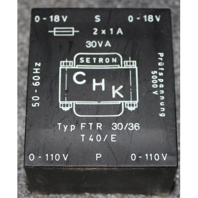         Transformer Prim. 2x110V Sec.2x 18V 15VA