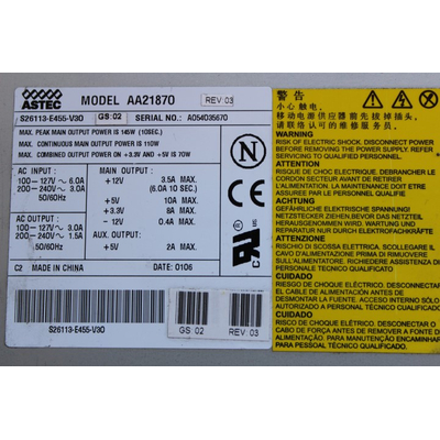 Astec AA21870 110W Schaltnetzteil