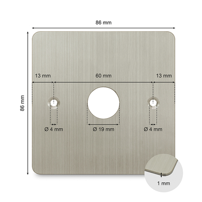 Stainless steel bell/button cover 86x86mm