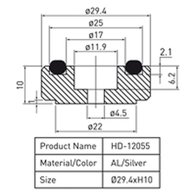 Aluminium feet for HiFi devices �30mm black set of 4