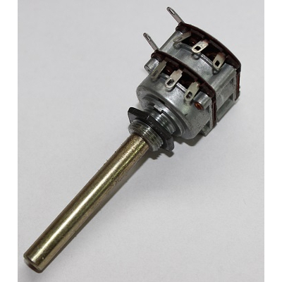 Potentiometer axial stereo   250K log+ 6mm Metal  Ruwido