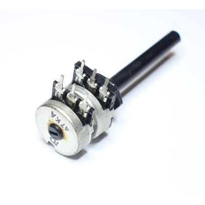 Potentiometer axual stereo   47K  lin 6mm plastic shaft  Radiohm