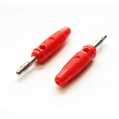 Banana plug with transversal socket 10A 60VDC red