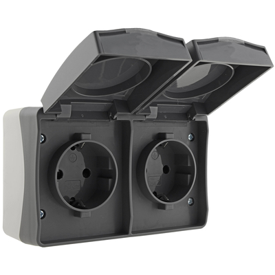 Damp room double socket IP54 for surface mounting