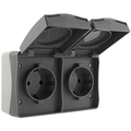 Feuchtraum Doppel-Steckdose IP54 fr Aufputz-Installation