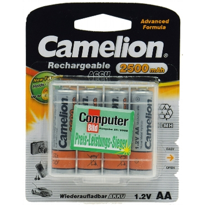 Mignon-Akkus 2500mA Ni-MH Typ AA 1,2V 4er-Pack
